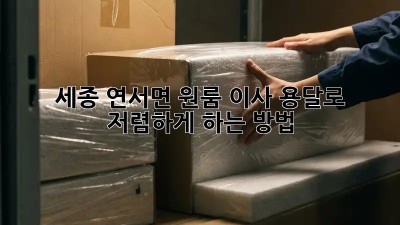 세종 연서면 원룸 이사, 용달로 저렴하게 하는 방법!